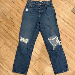 PacSun Dark Blue Distressed Straight Leg Jeans